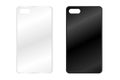Smartphone cases, two types, white and black, on a white background.